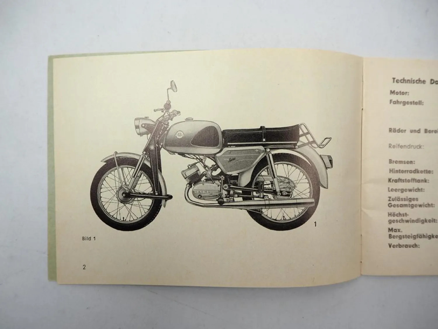 Hercules K50 Sprint Motorrad mit Sachs Motor 50S Betriebsanleitung Wartung