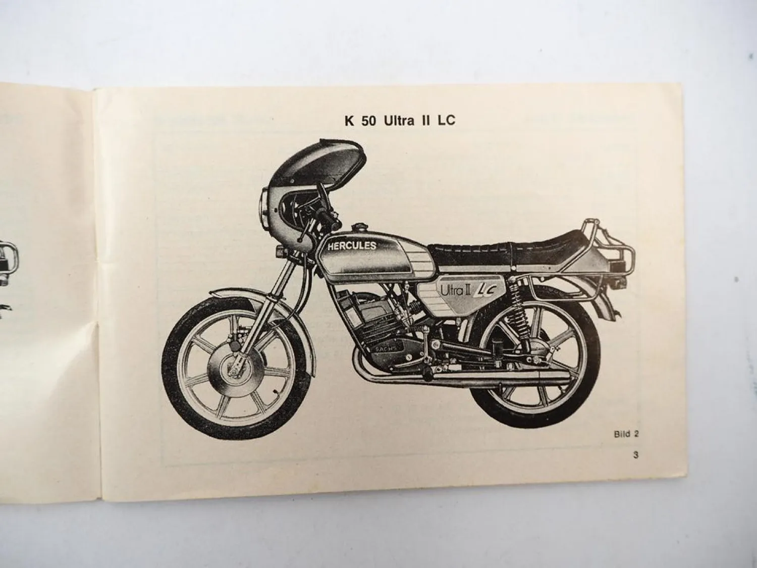 Hercules K50 Ultra II LC Motorrad mit Sachs Motor Betriebsanleitung Wartung 1981