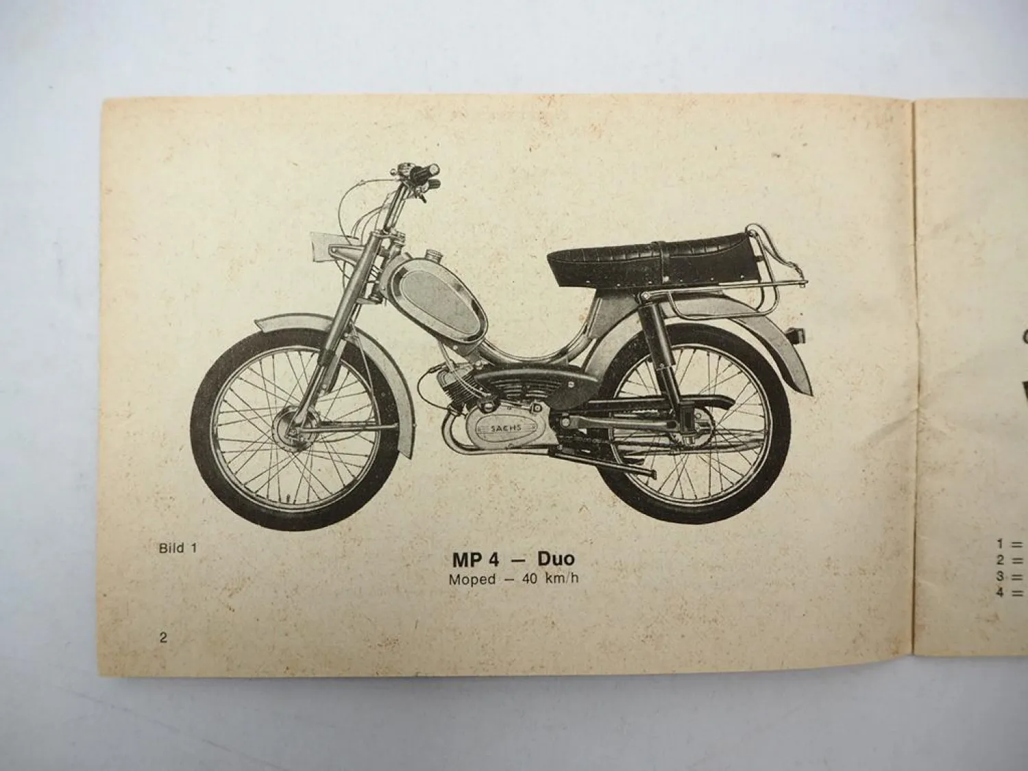 Hercules MP4 2-/3- Gang Motorrad Typ 632 Sachs Motor Betriebsanleitung Wartung