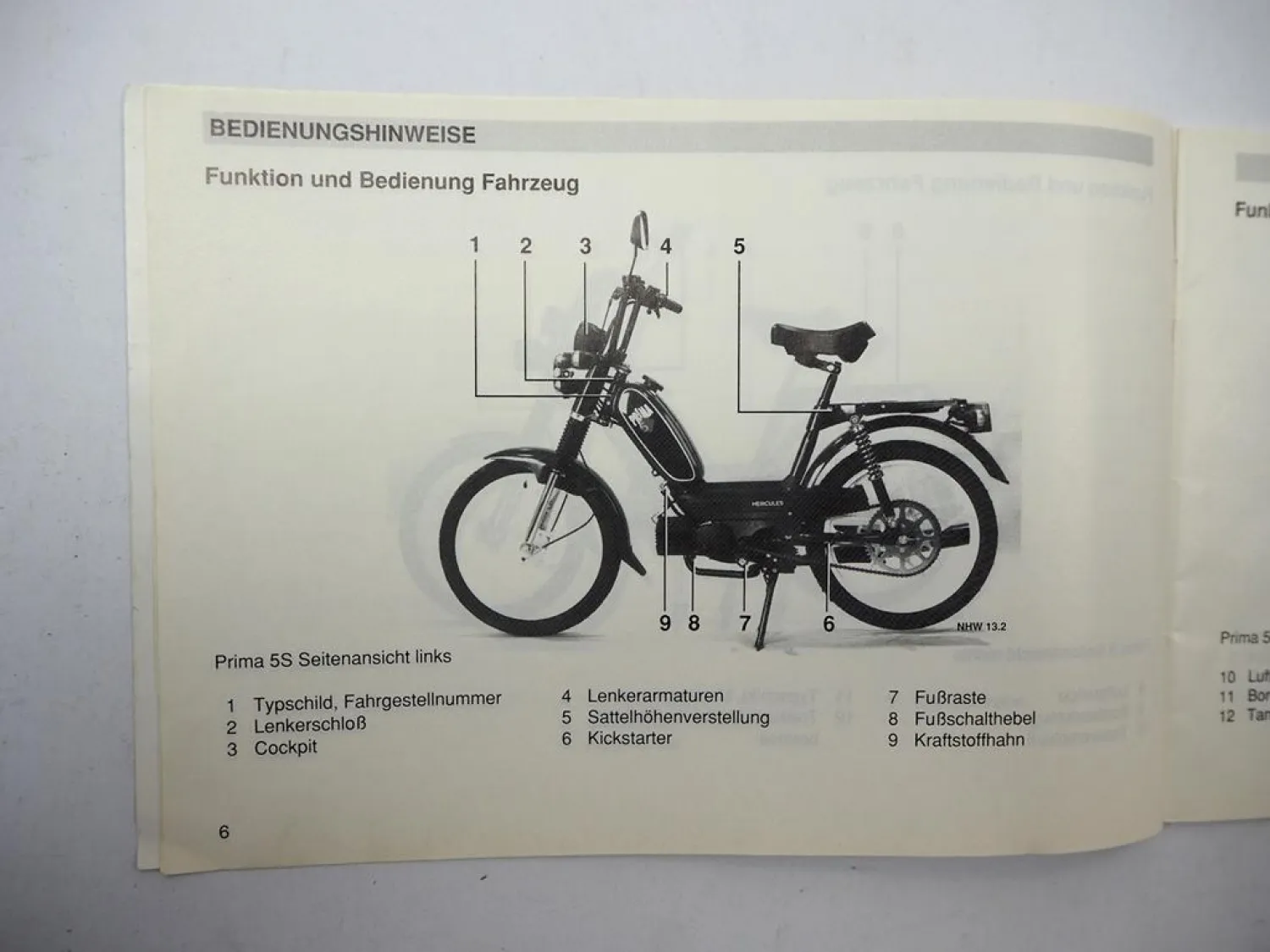 Hercules Prima 2 5 5S Mofa mit Sachs Motor Betriebsanleitung Wartung 1994