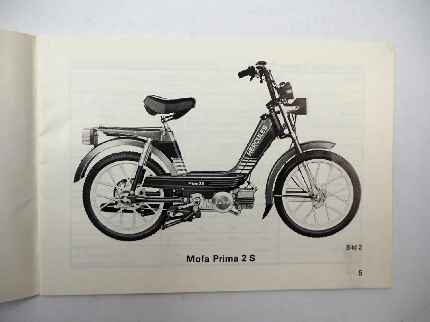 Hercules Prima 2S Mofa mit Sachs Motor 505/1 BY Betriebsanleitung Wartung 1990