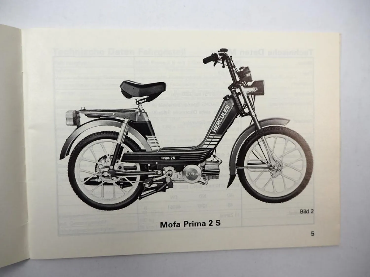 Hercules Prima 2S Mofa mit Sachs Motor 505/1 BY Betriebsanleitung Wartung 1992