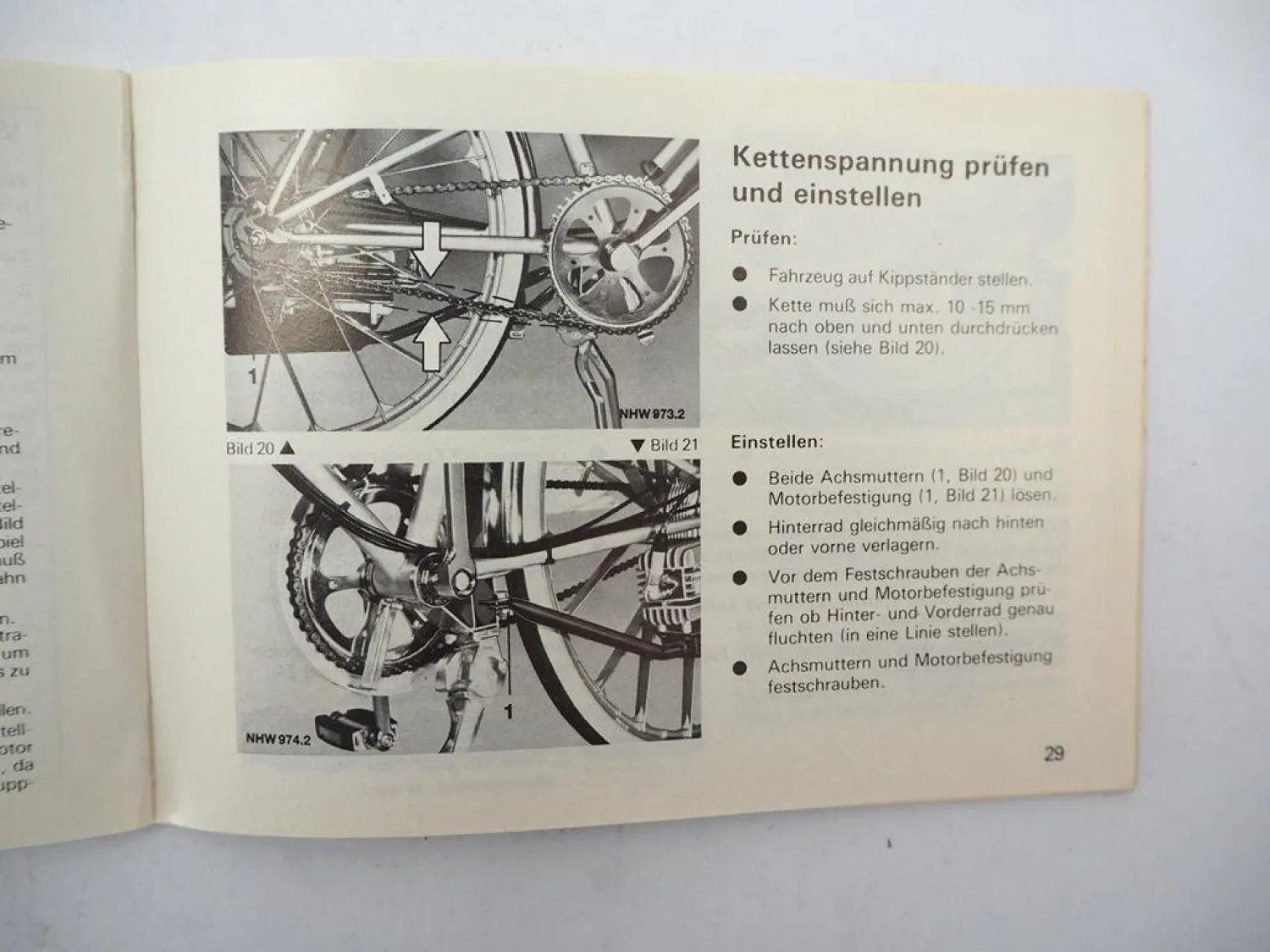 Hercules Saxonette Mofa mit Sachs Motor 301/AB Betriebsanleitung Wartung 1987