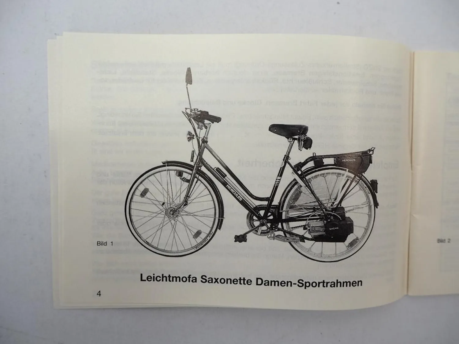 Hercules Saxonette Mofa mit Sachs Motor 301/AB Betriebsanleitung Wartung 1991