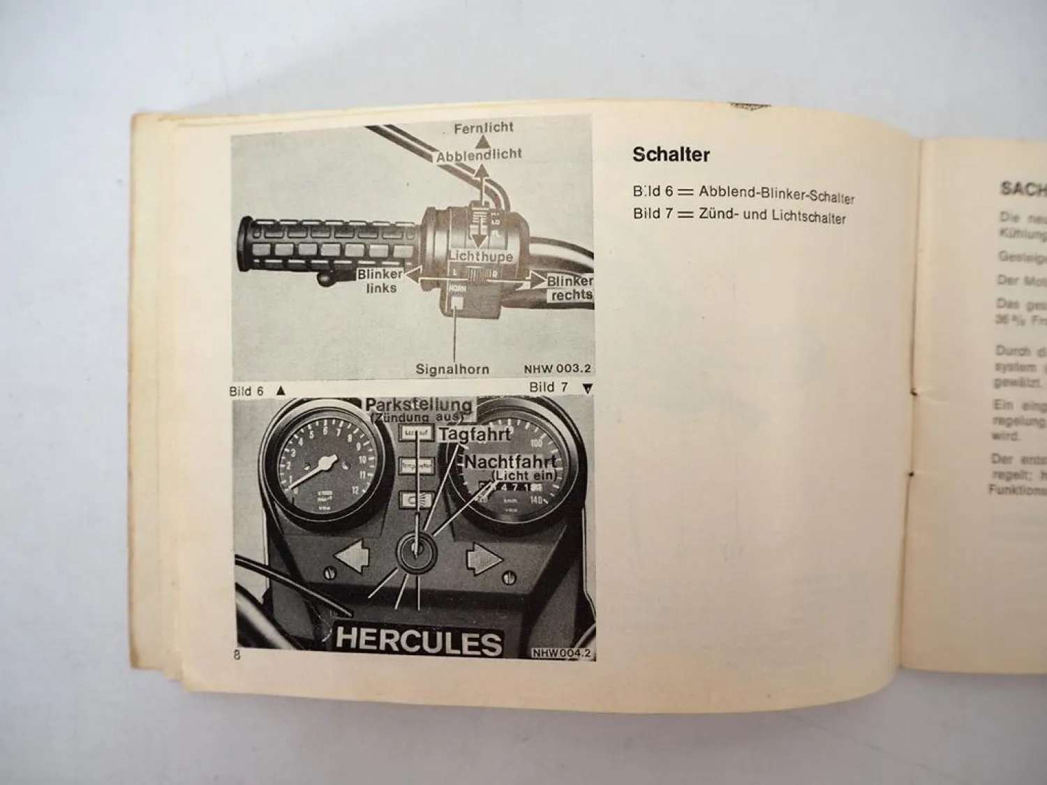 Hercules Ultra 80 Motorrad mit Sachs Motor Betriebsanleitung Wartung ca. 1980