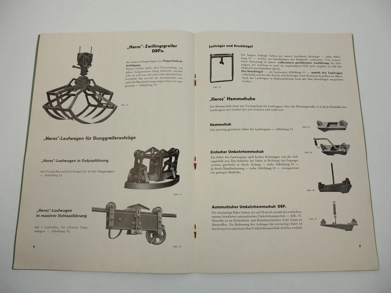 Heros Dunggreifer Aufzug Seilwinden Katalog 1950 Ernst Rotzler KG