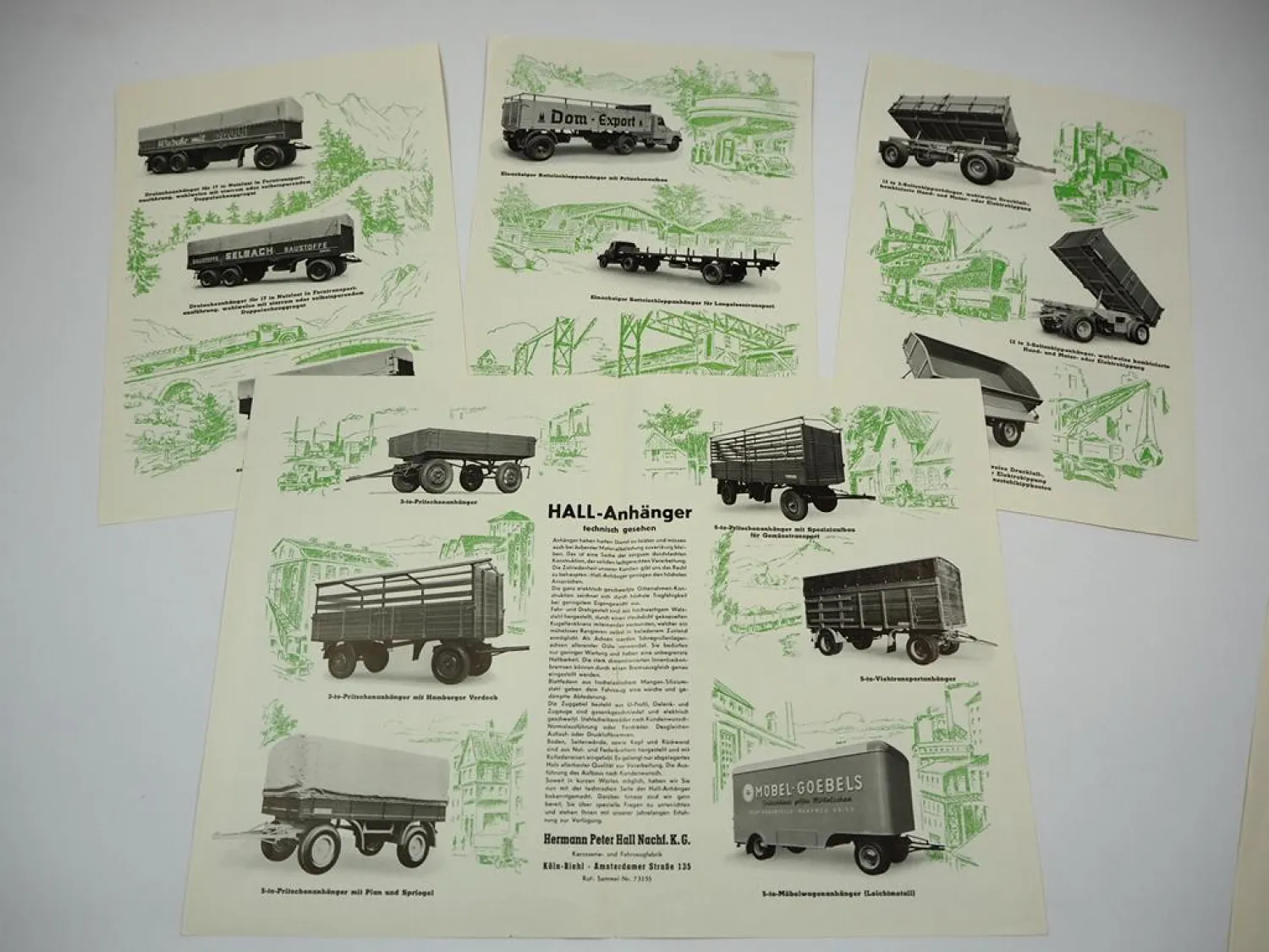 Herrmann Peter Hall Köln Riehl LKW Anhänger Aufbauten Prospekt Preisblatt 1954