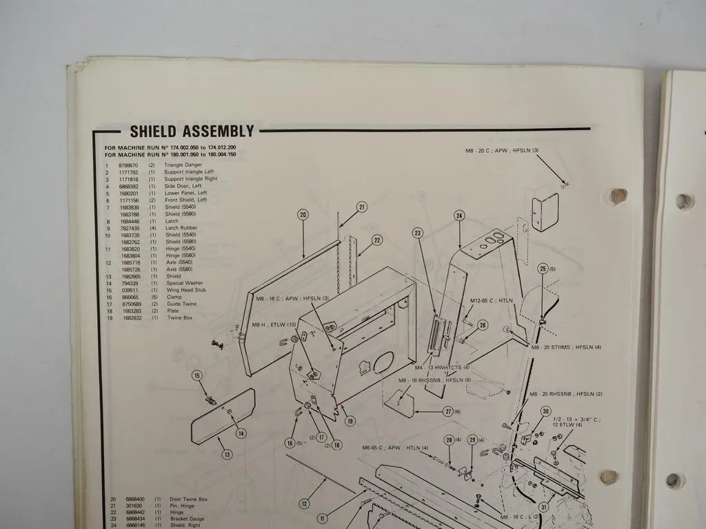 Hesston 5540 5580 Rounder Baler Ballenpresse Ersatzteilliste Parts Listing 1983