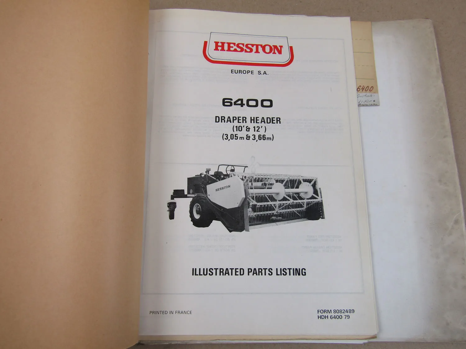 Hesston 6400 Windrower Conditioner + Draper Header + Auger Header Parts Lists