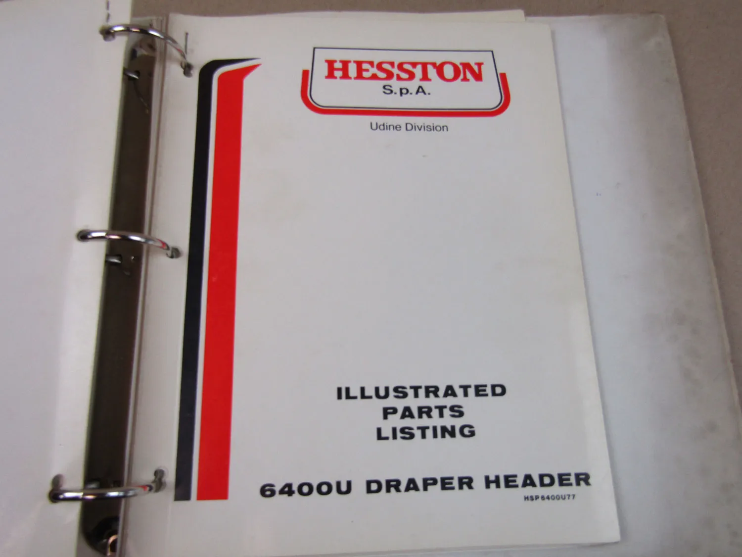 Hesston 6400U Windrower Conditioner draper and auger header Parts List