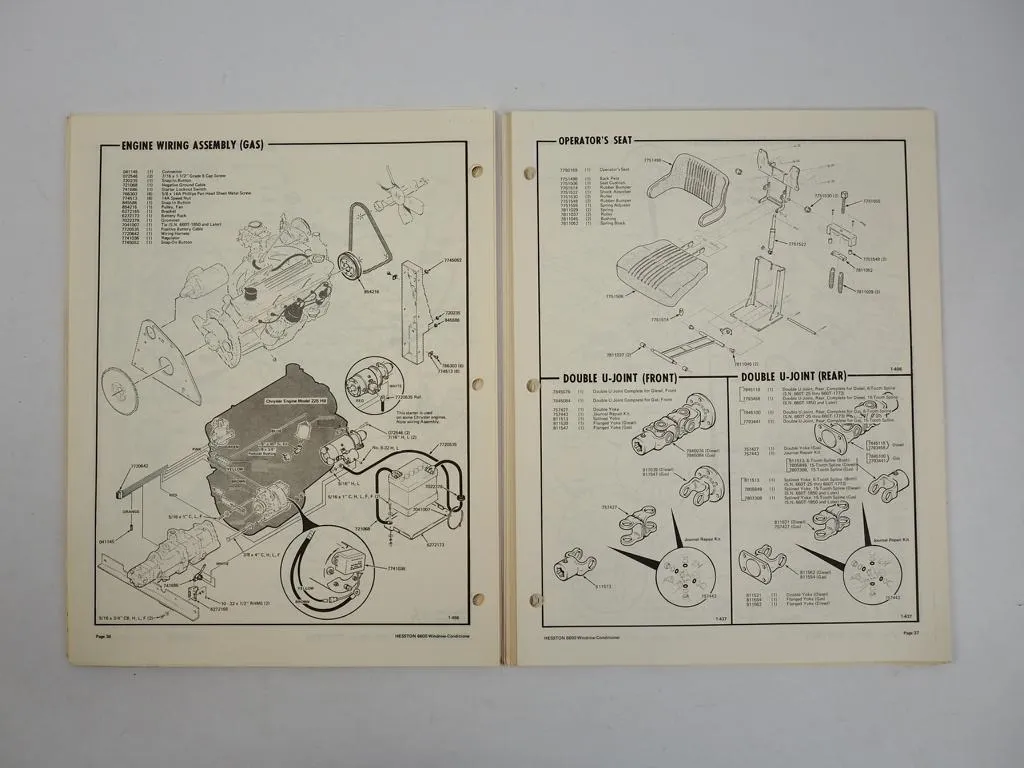Hesston 6600 6665 Windrower + Auger Header Ersatzteilliste Parts List 1980
