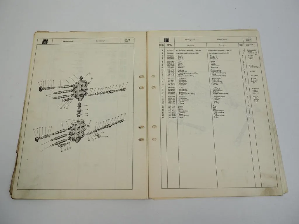 Hiab 178 Ladekran Ersatzteilliste Parts Book 1969