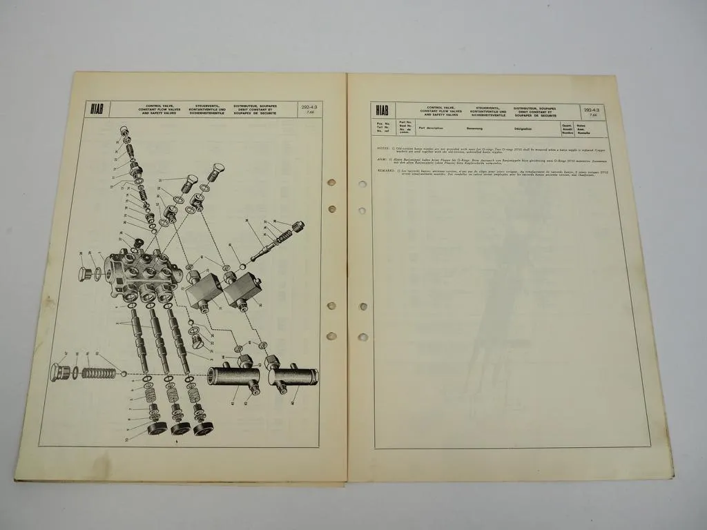 Hiab 292 Ladekran Ersatzteilliste Parts Book 1966