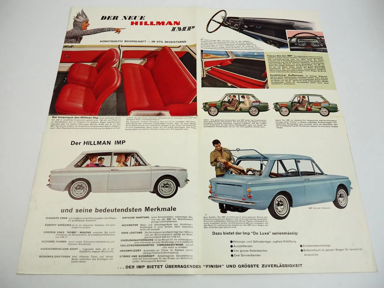 Hilman IMP Limousine de Luxe Prospekt technische Daten 1954 Rootes