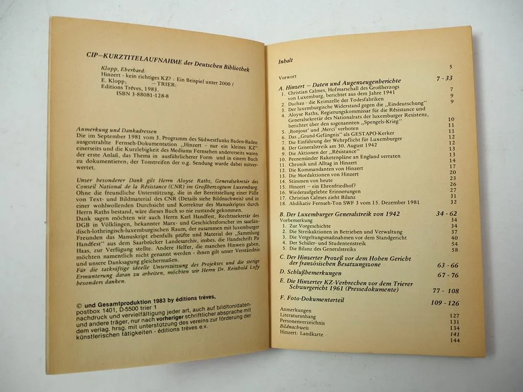 Hinzert kein richtiges KZ Eberhard Klopp 1983 Hunsrück Rheinland Pfalz