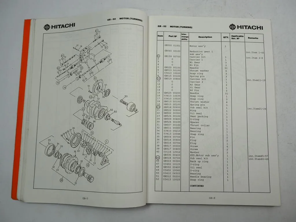 Hitachi UE 30 Hydraulic Excavator Parts List Parts Catalog