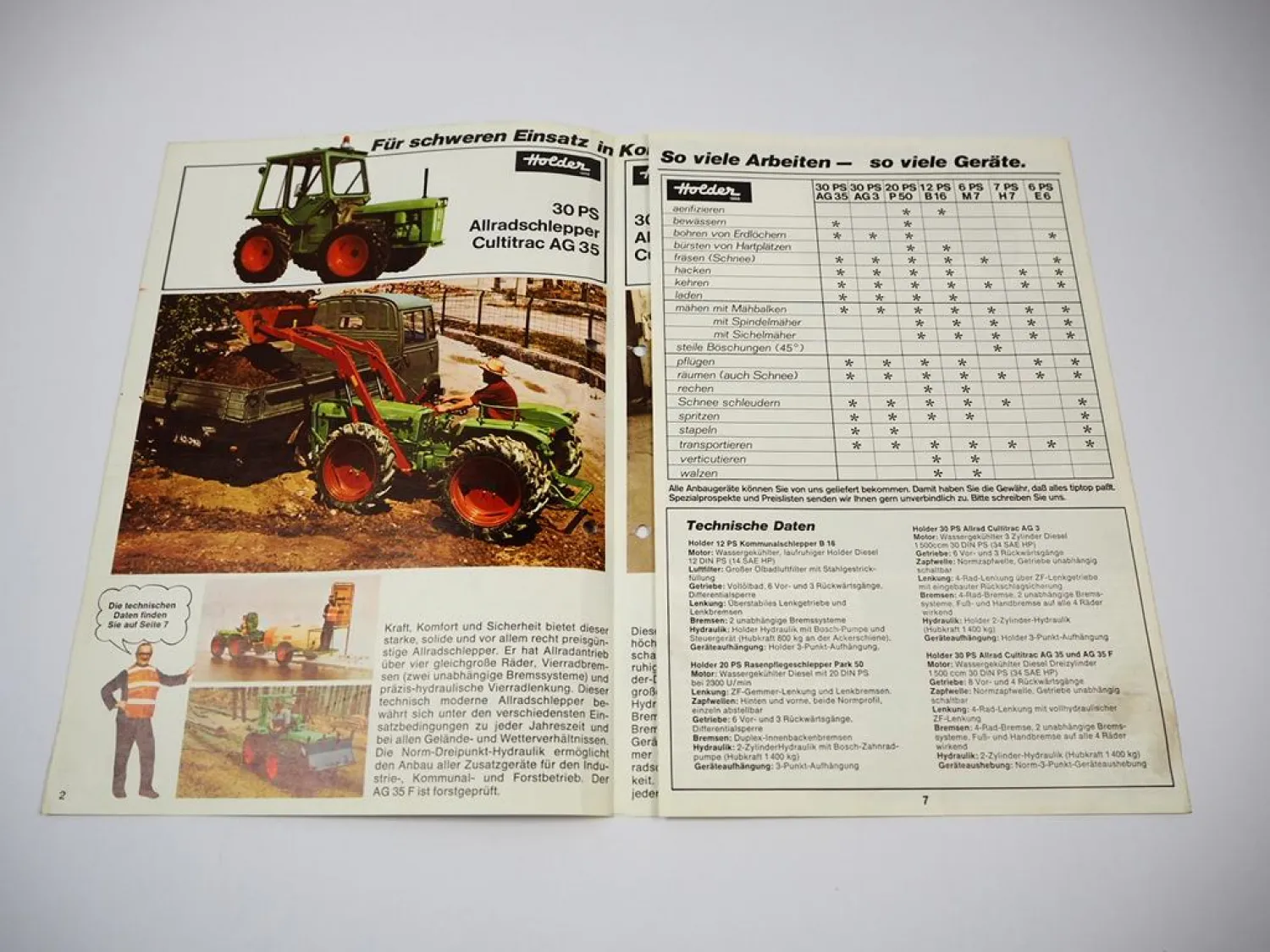 Holder AG35 AG3 Cultitrac Allrad Park 50 Pflegeschlepper B16 K Prospekt 1975