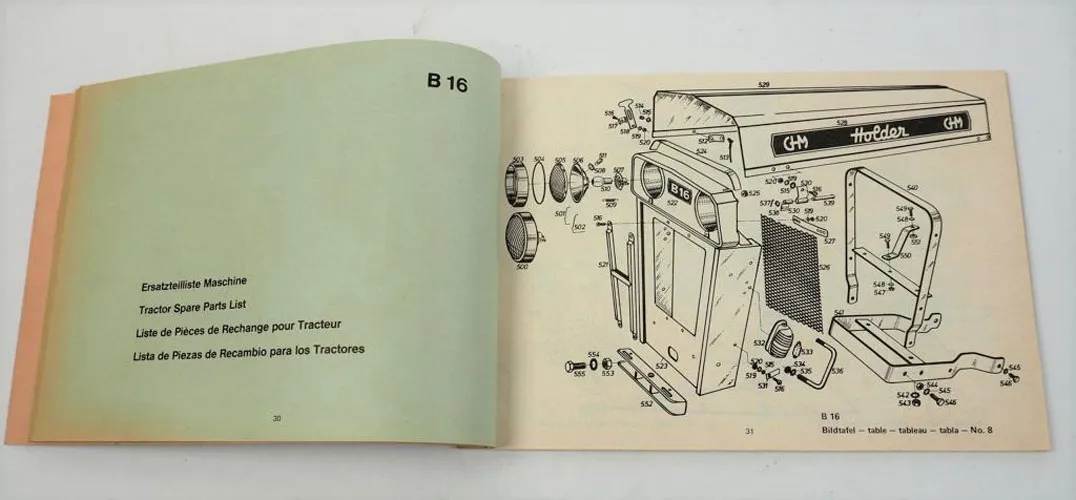 Holder B16K B16B Schlepper Ersatzteilliste Spare Parts List 1972