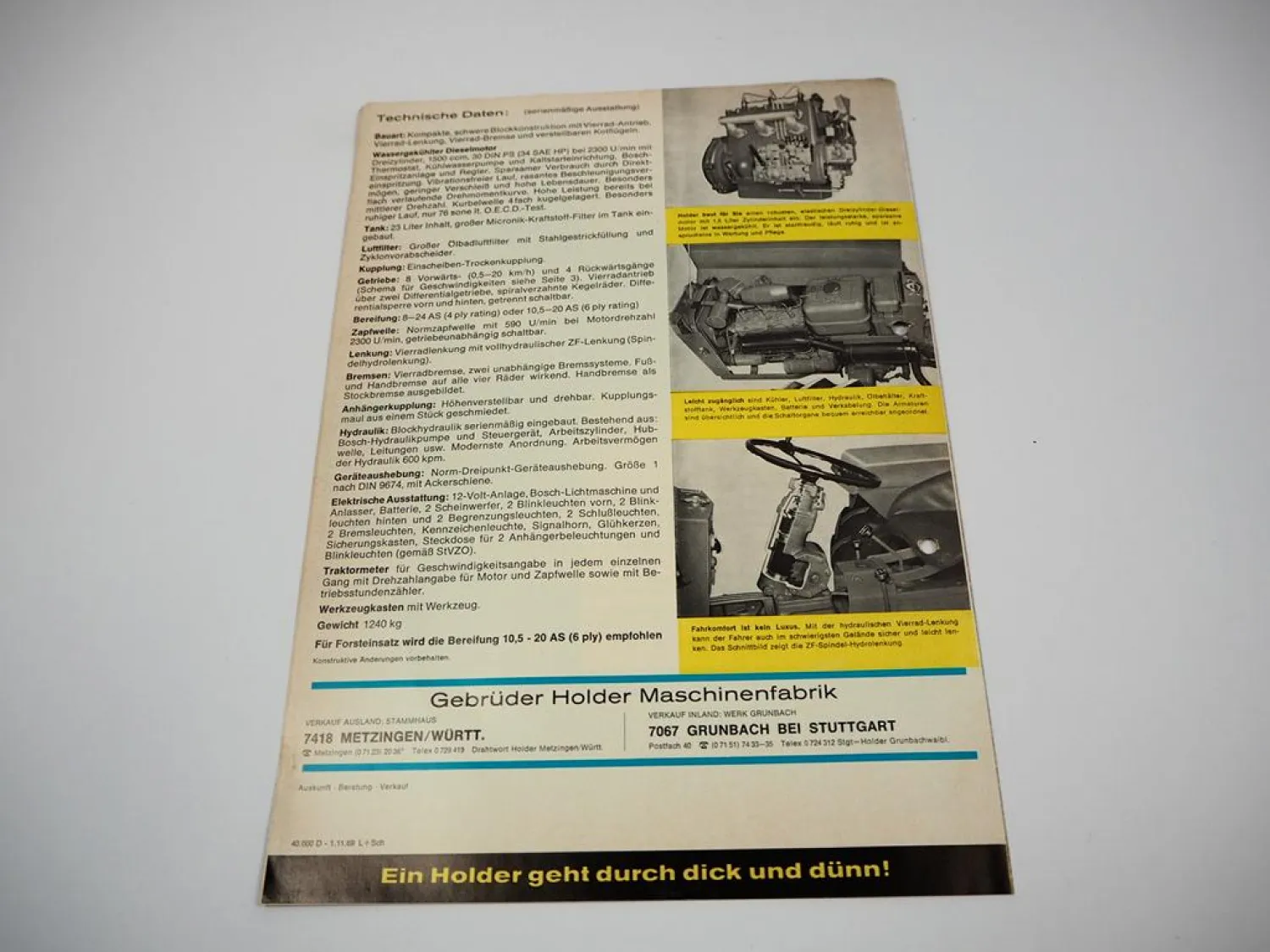 Holder Cultitrac AG35 Allradschlepper Prospekt Technische Daten 11/1969