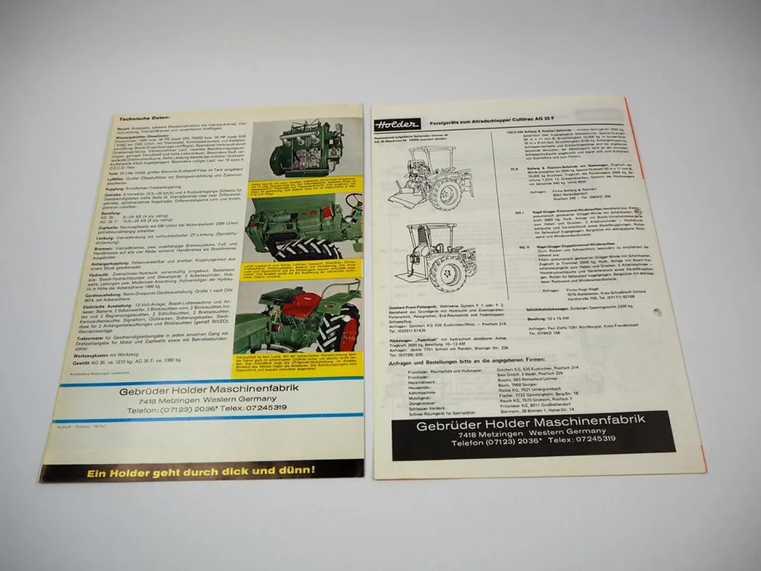 Holder Cultitrac AG35 + F Allradschlepper Prospekt Techn. Daten Preisliste 1972