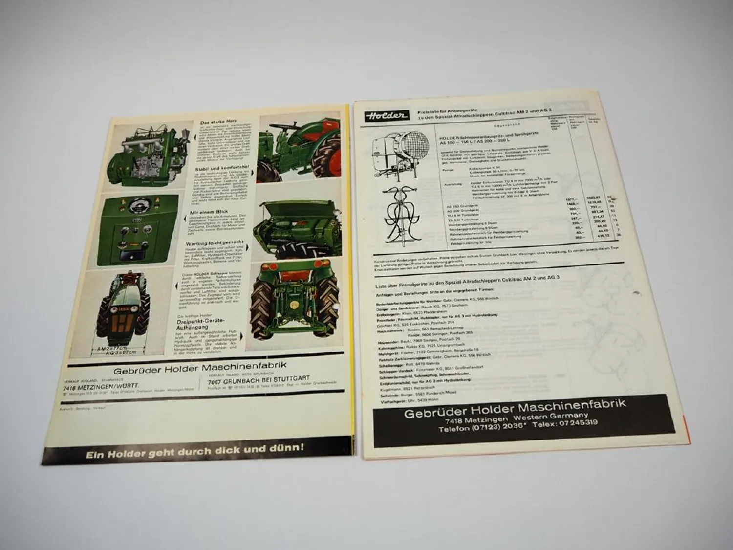 Holder Cultitrac AM2 AG3 Allradschlepper Prospekt Techn. Daten Preisliste 1972
