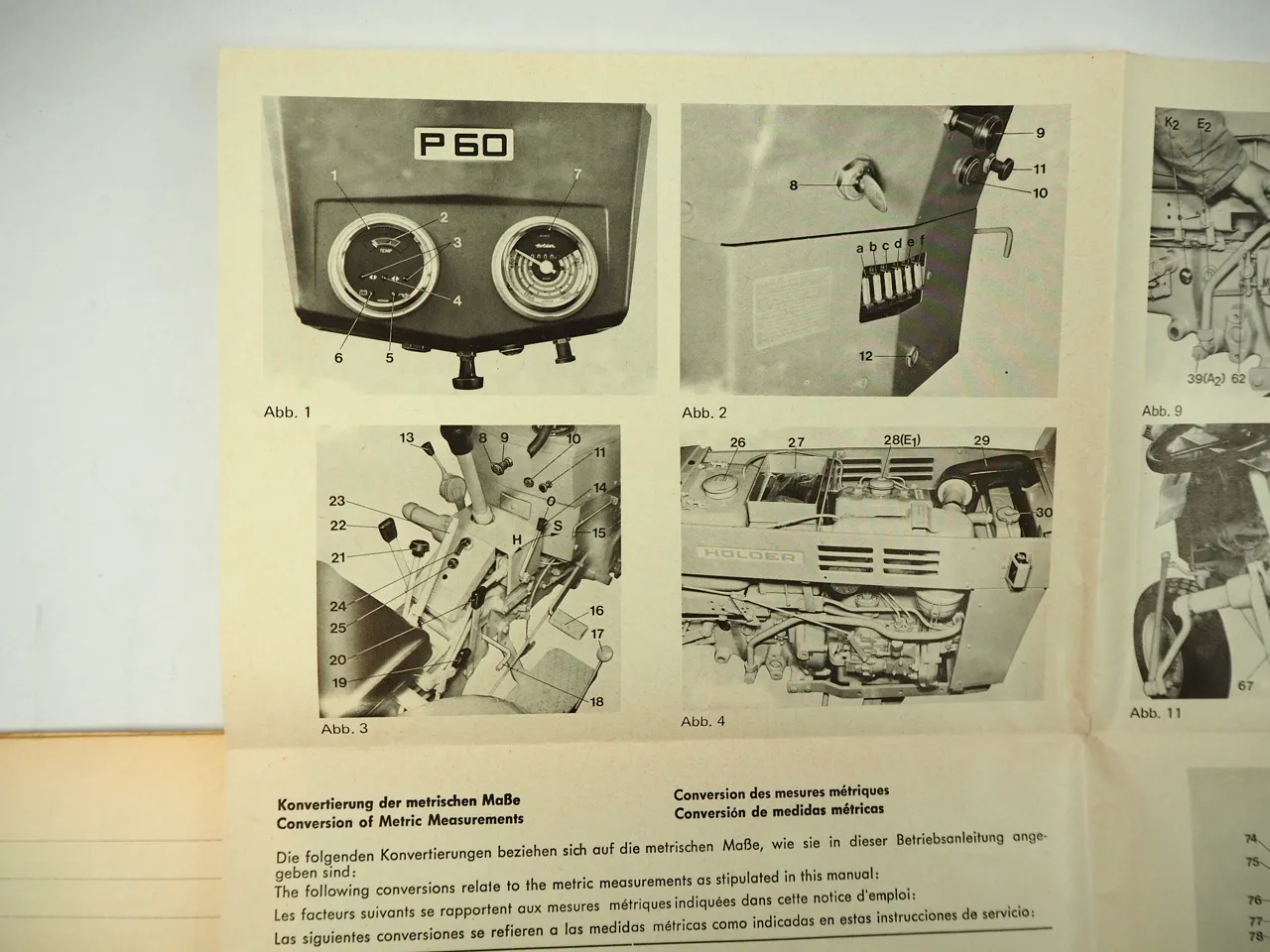 Holder P60 Schlepper Betriebsanleitung Bedienungsanleitung 1974