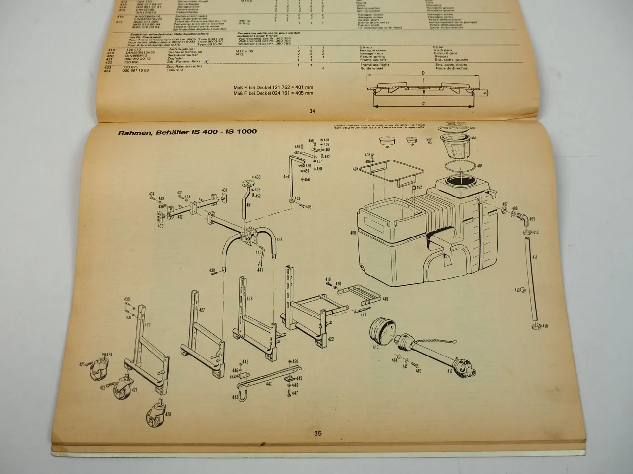 Holder Platz IS 400 1500 Spritzgeräte Betriebsanleitung Ersatzteilliste 1987