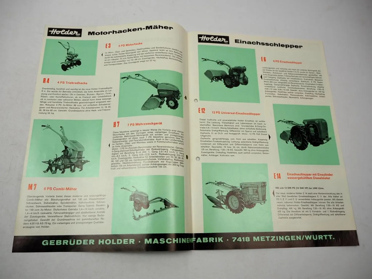 Holder Schlepperprogramm A15 AM2 AG3 AG35 B25 E14 Prospekt ca. 1970
