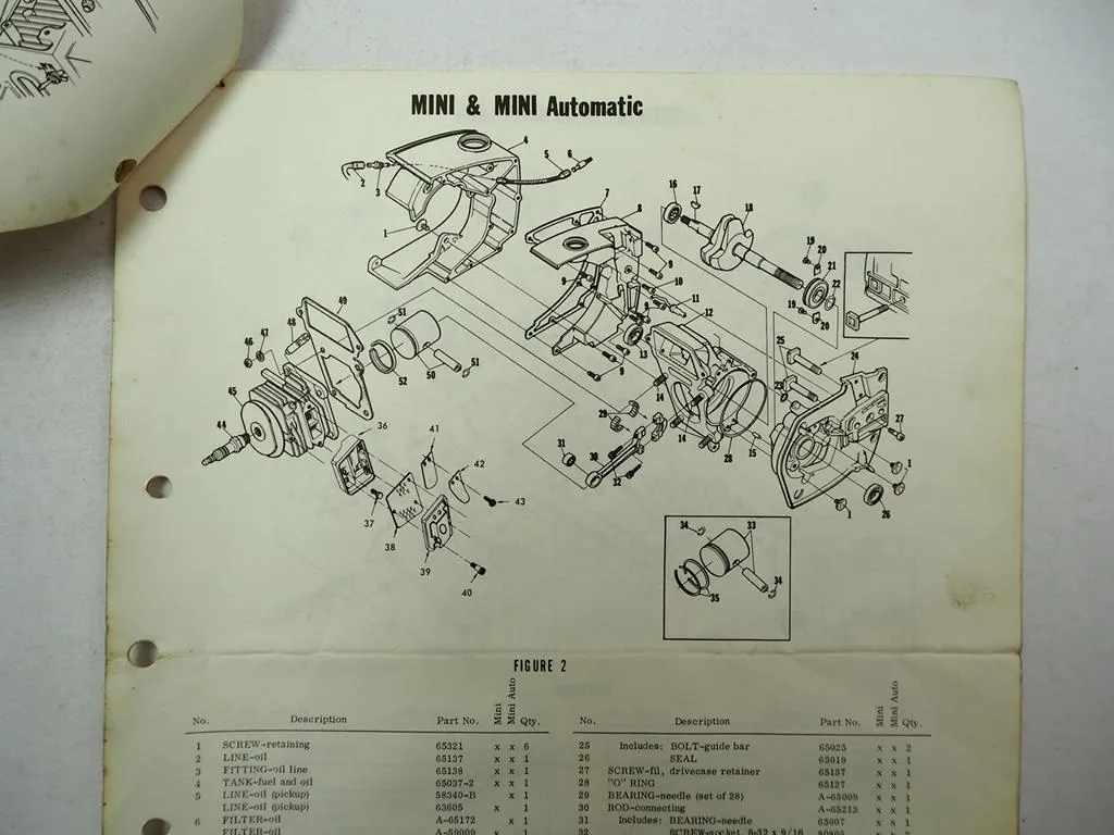 Homelite XL Mini Automatic Kettensäge Chain Saw Ersatzteilliste Parts List 1970