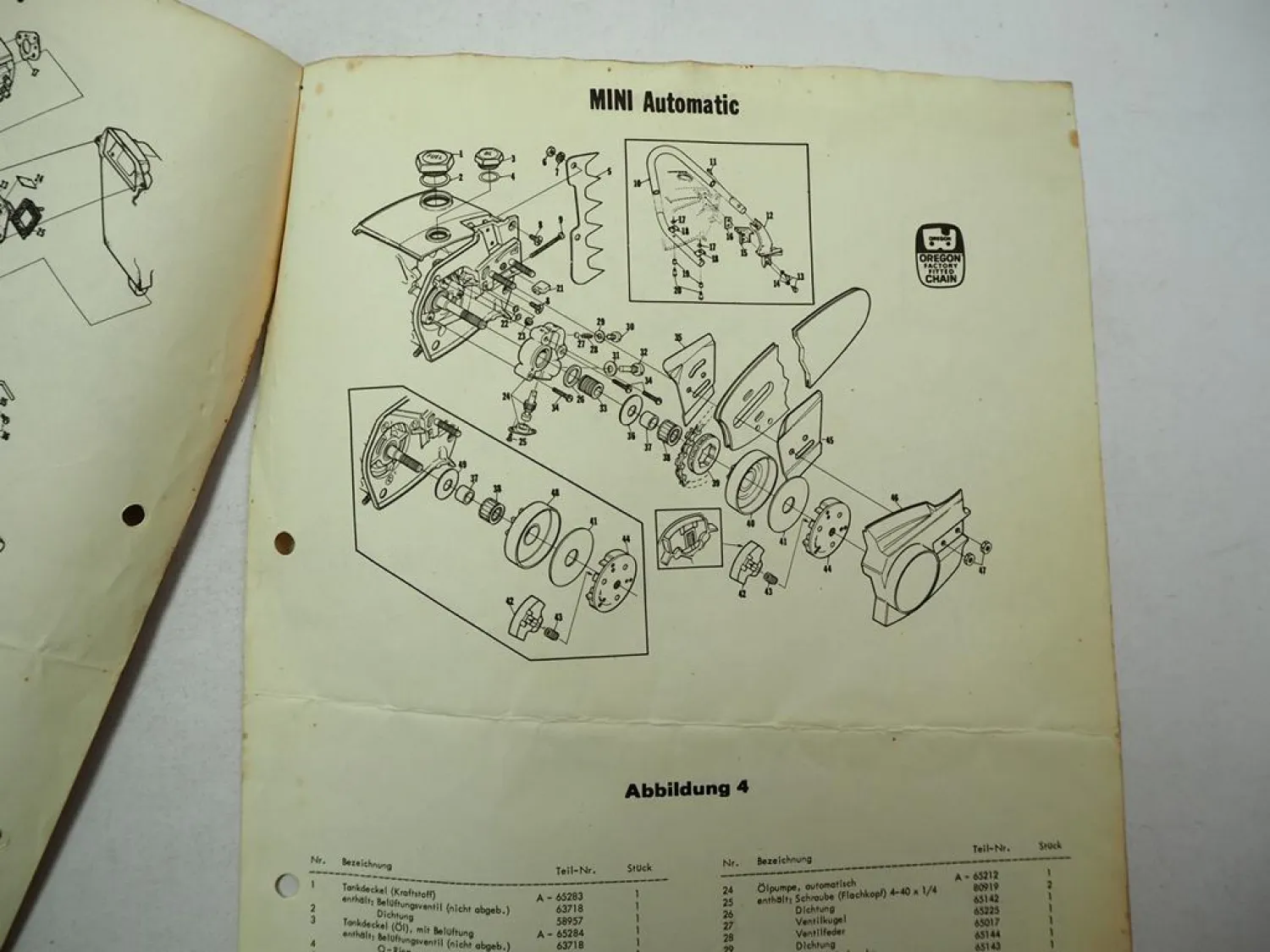 Homelite XL Mini Automatic Kettensäge Ersatzteilliste 1971