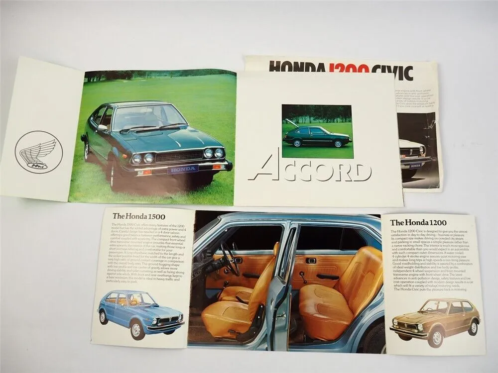 Honda Accord Civic 3x Prospekt Brochure Price List 1970er Jahre