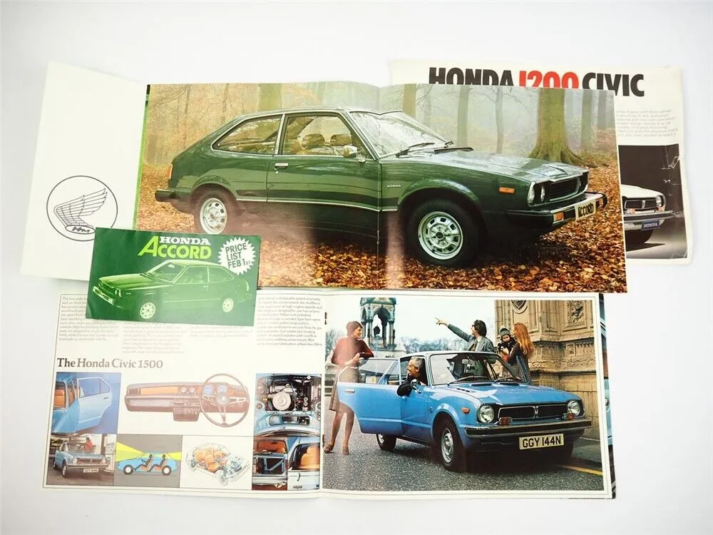 Honda Accord Civic 3x Prospekt Brochure Price List 1970er Jahre