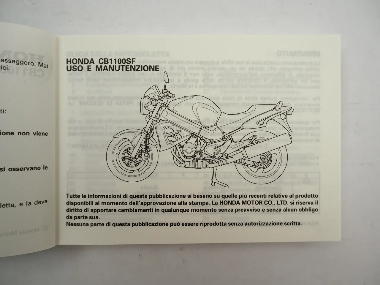 Honda CB1100 SF Uso e Manutenzione Manual del Propietario Instruktieboek 1999