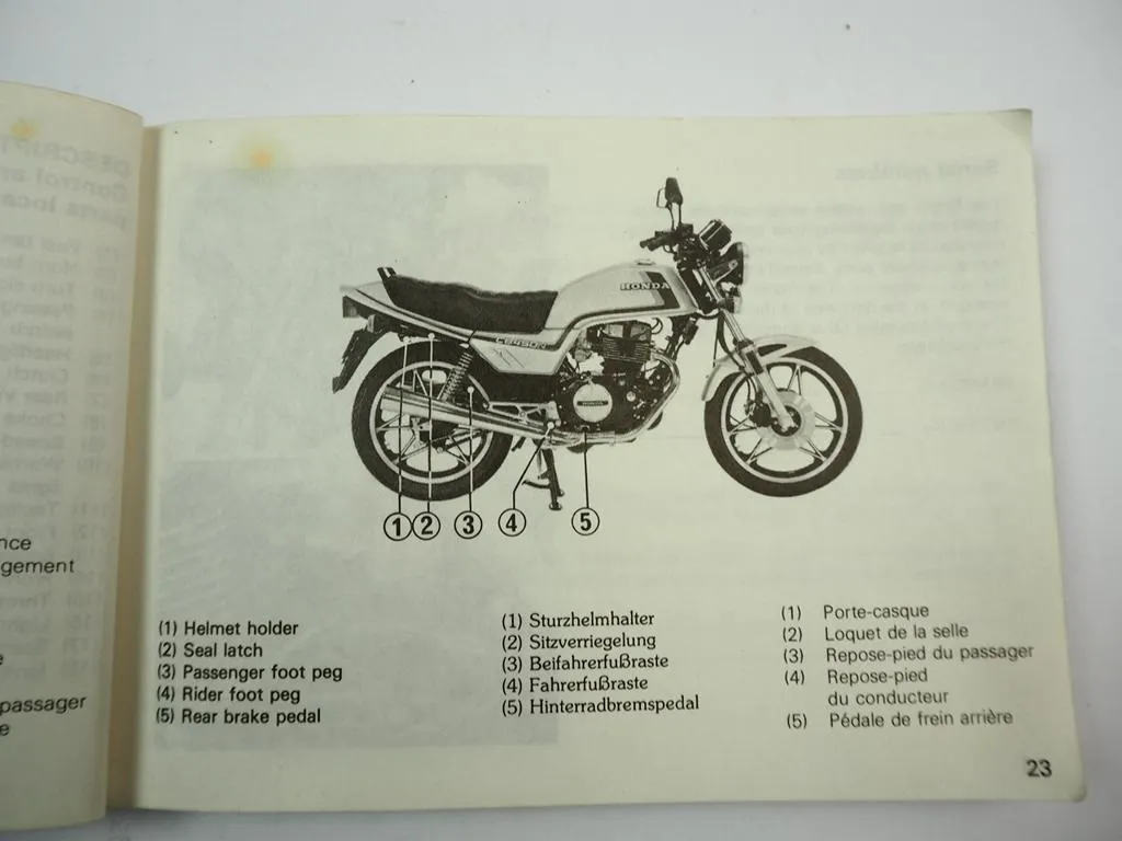 Honda CB450N Motorrad Fahrerhandbuch Betriebsanleitung Schaltplan ca 1985