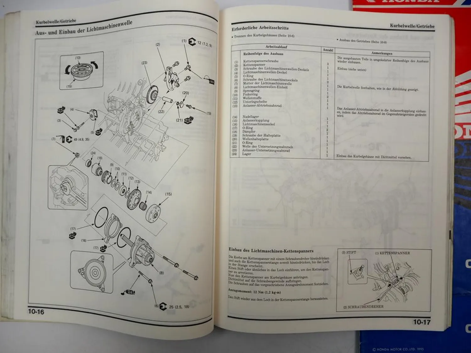 Honda CBR1000F Fp Fs Ft Fv SC24 Werkstatthandbuch 1993 - 1996 Reparaturanleitung
