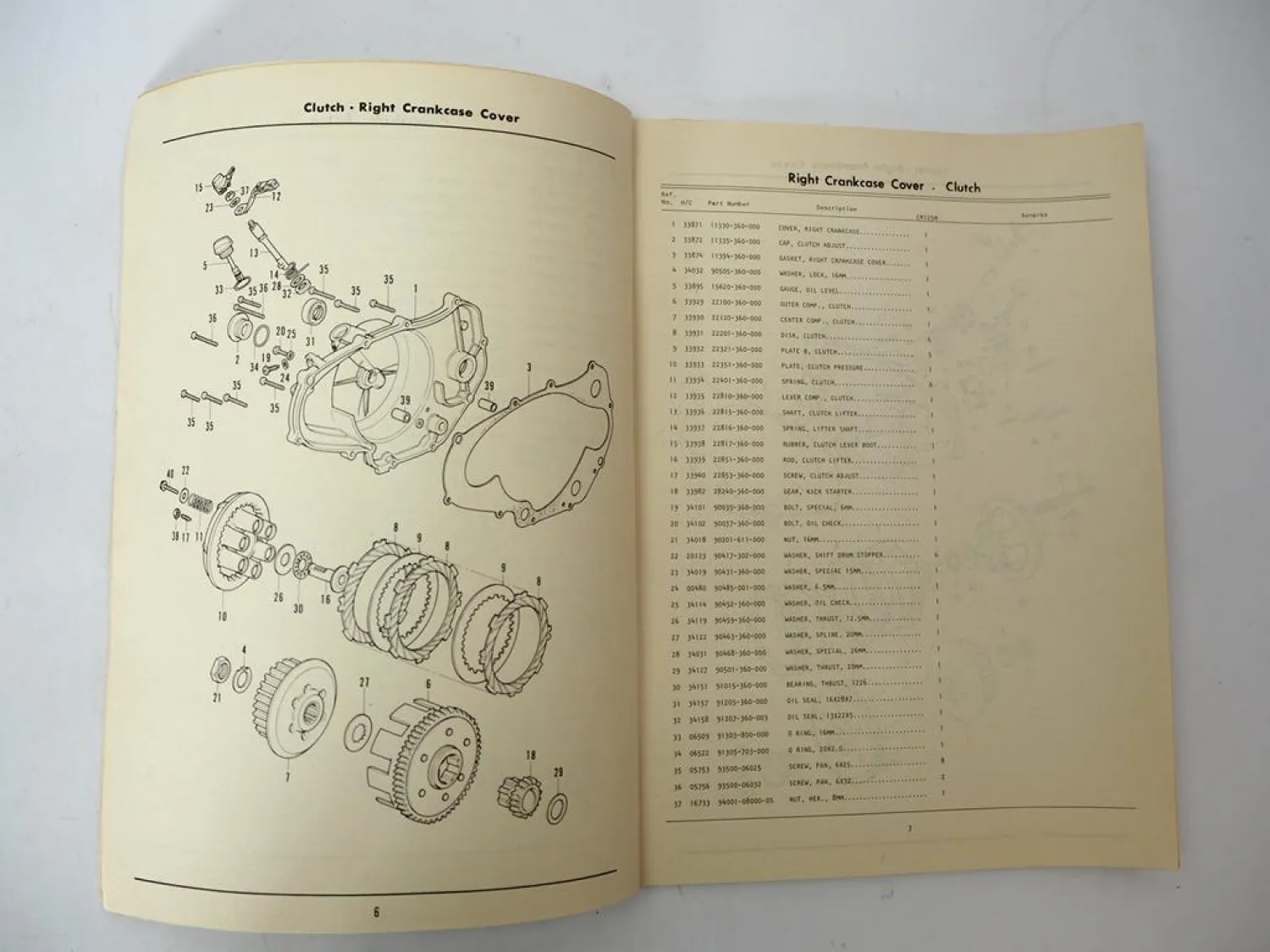 Honda CR125M Elsinore K2 Motocross Owners Manual Parts Catalog 1973