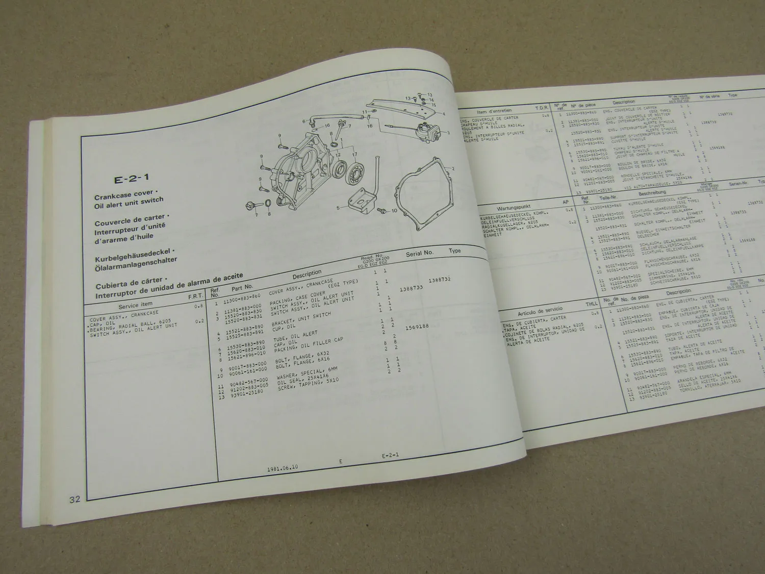 Honda EGK ECK EG EC 1500 K4 Ersatzteilliste 1981 Parts List Catalogue de pieces