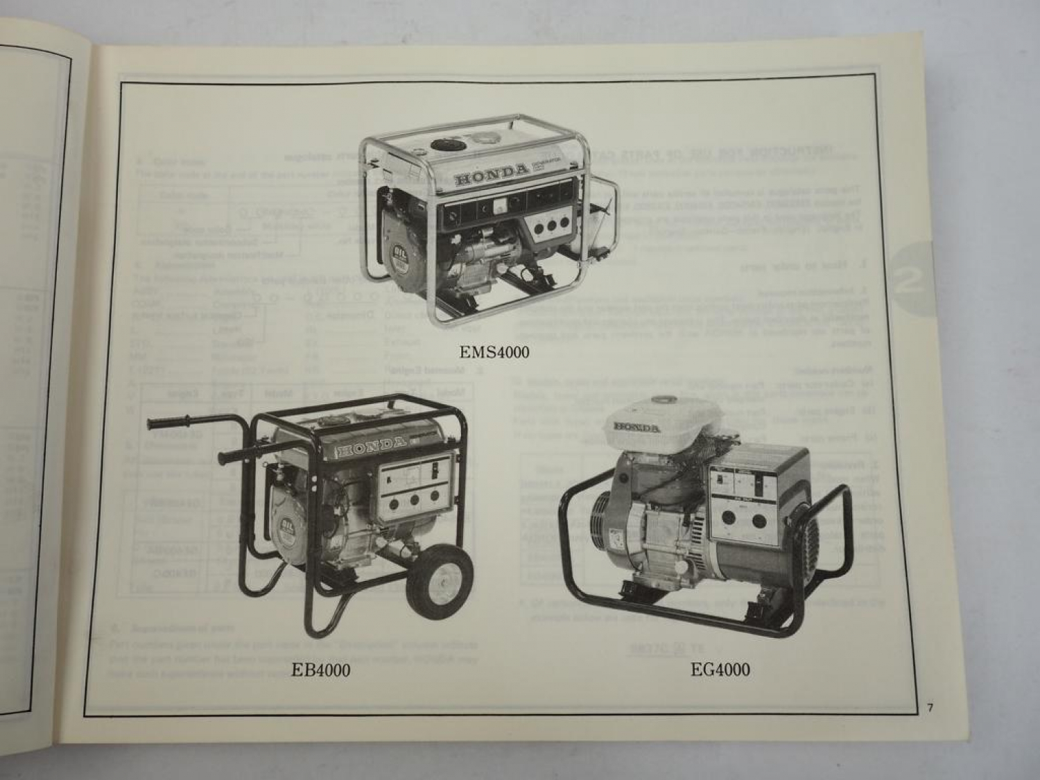 Honda EMS EB 3800 4000 EM4000 EG4000 Generator Ersatzteilliste Parts