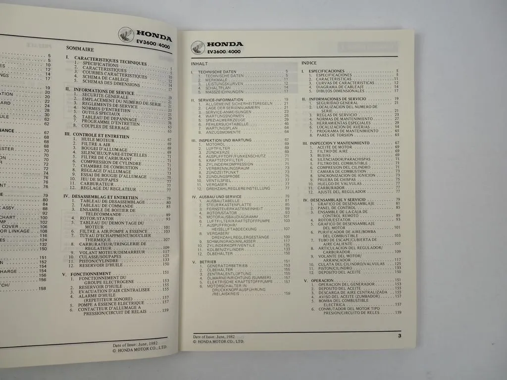 Honda EV3600 EV4000 Generator Werkstatthandbuch Reparaturanleitung 1982