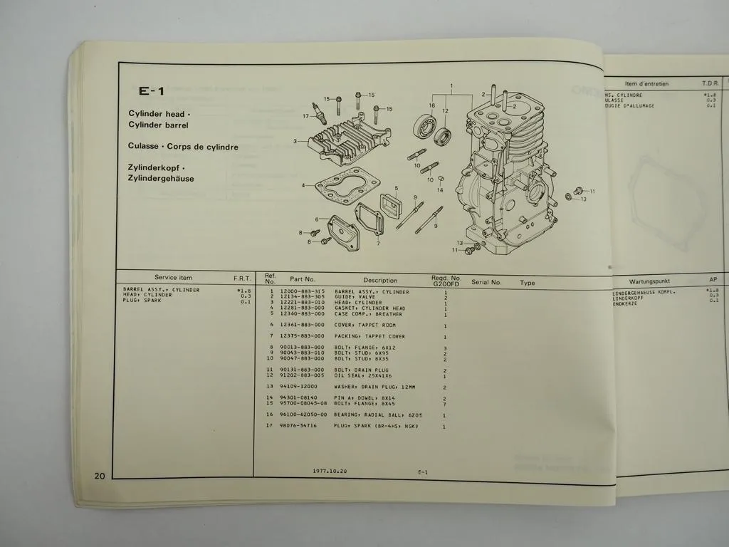 Honda F600 Tiller Einachsschlepper Ersatzteilliste Parts List 1977