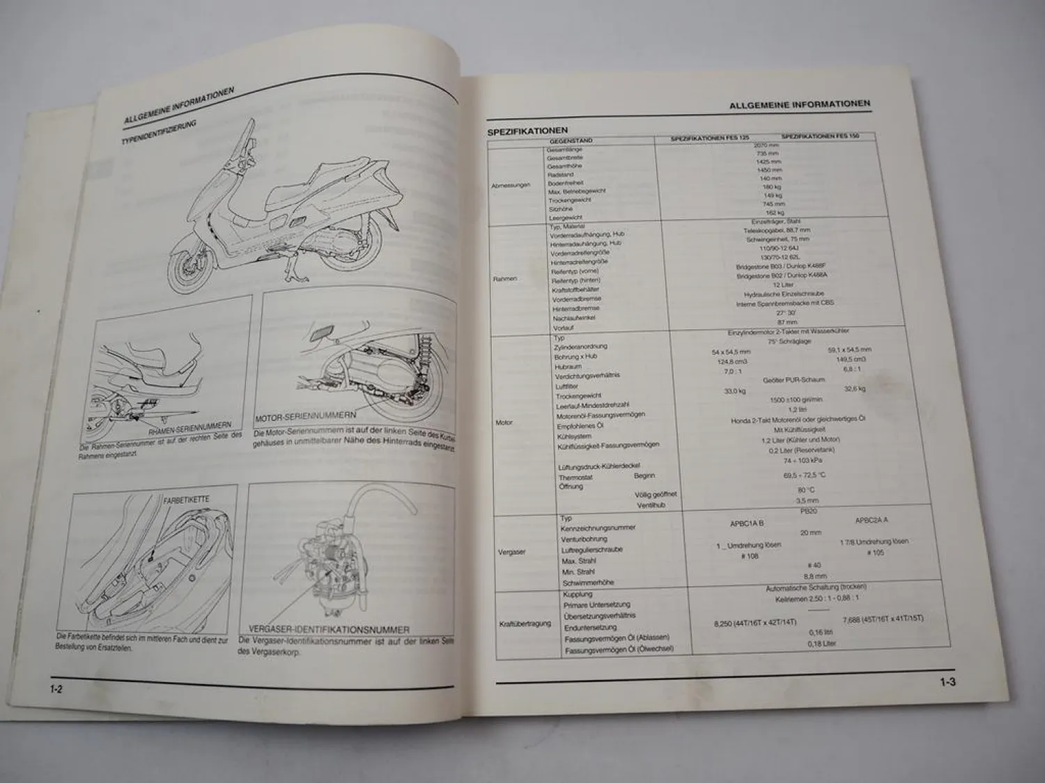 Honda FES 125 150 W Werkstatthandbuch 1998 Original Reparaturanleitung Deutsch