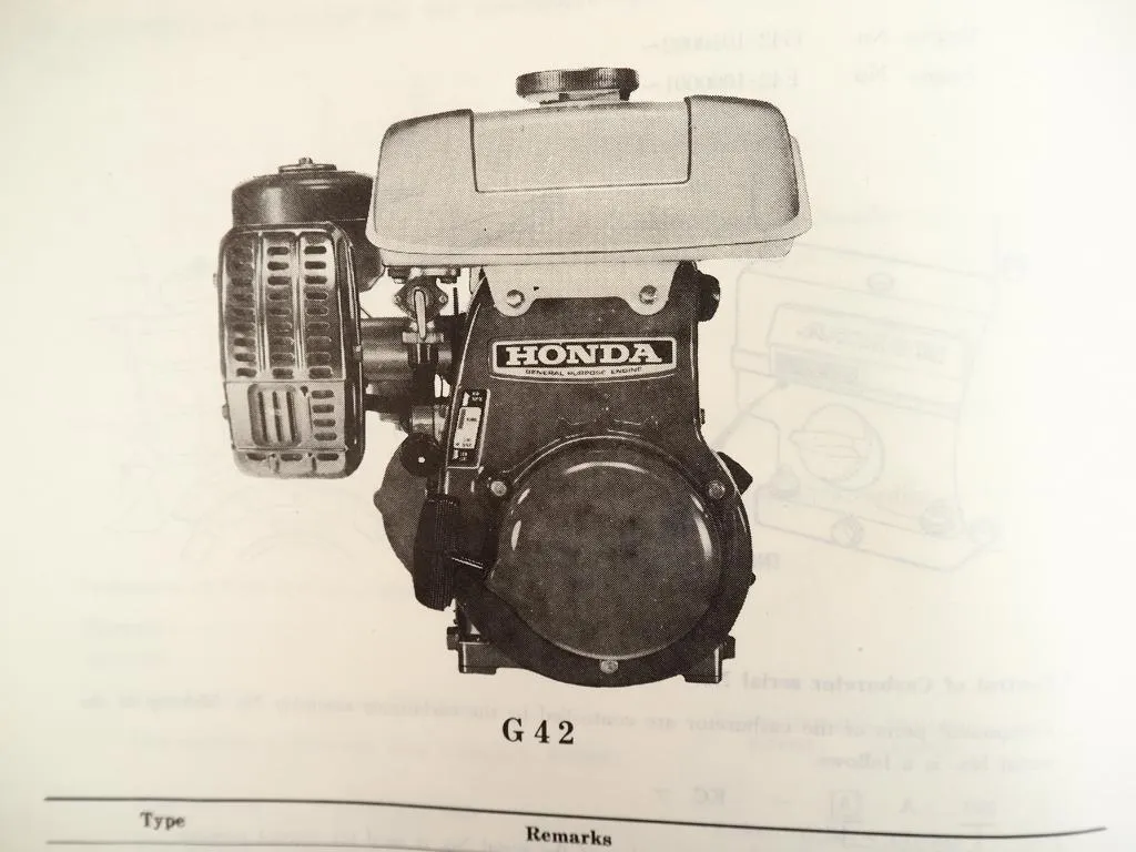 Honda G42 Series Engine E EC EG 1500 K1 K2 F42 Ersatzteilliste Parts List 1976