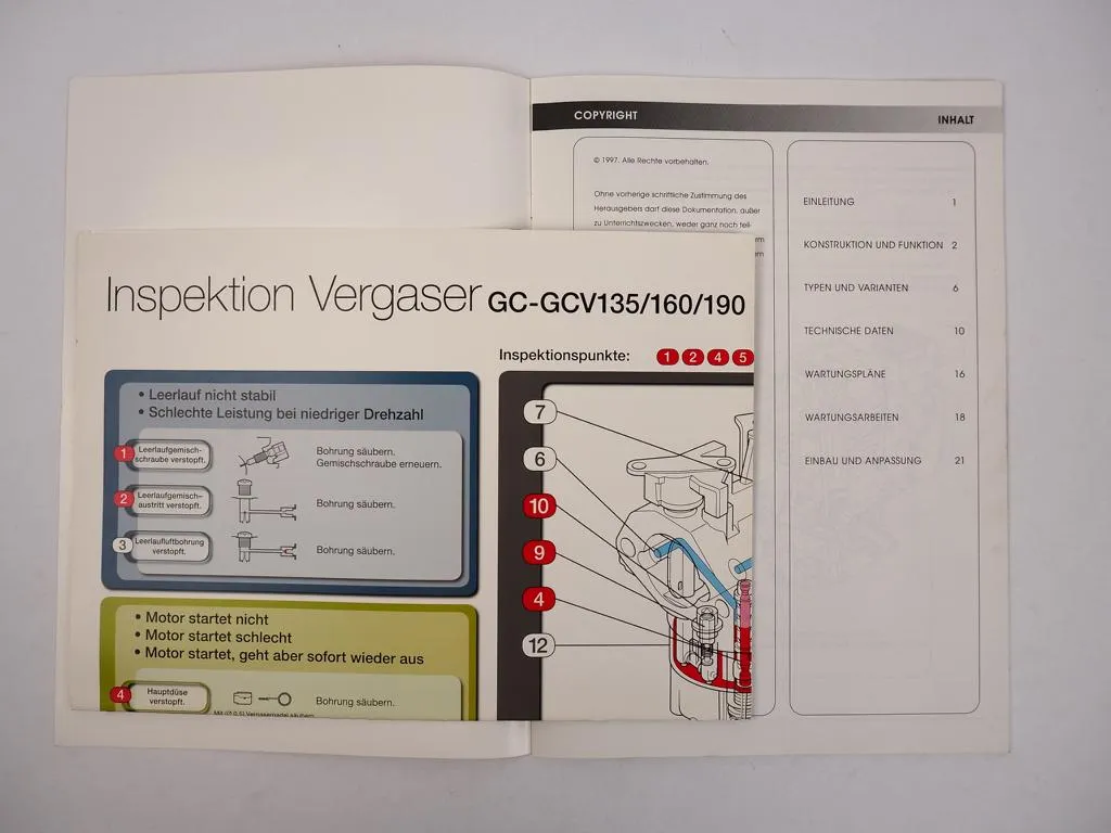 Honda GC GCV 135 160 Motor Bedienungsanleitung Wartung 1997