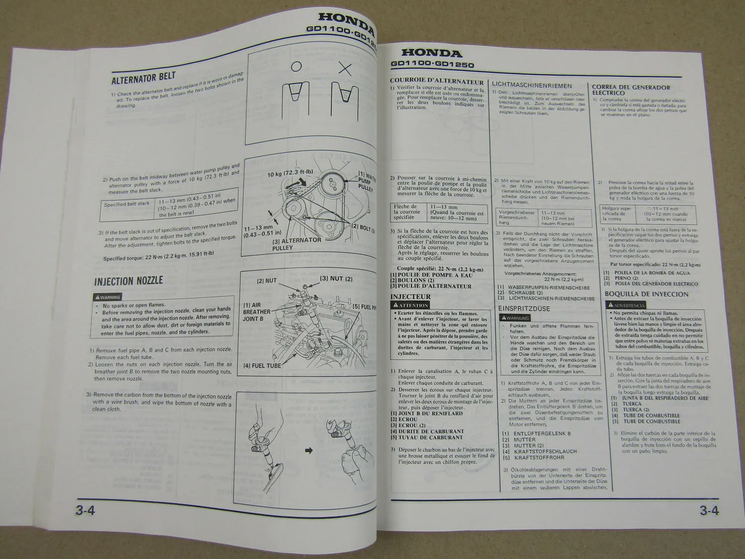 Honda GD1100 GD1250 Diesel Motor Werkstatthandbuch 1989 Reparaturanleitung