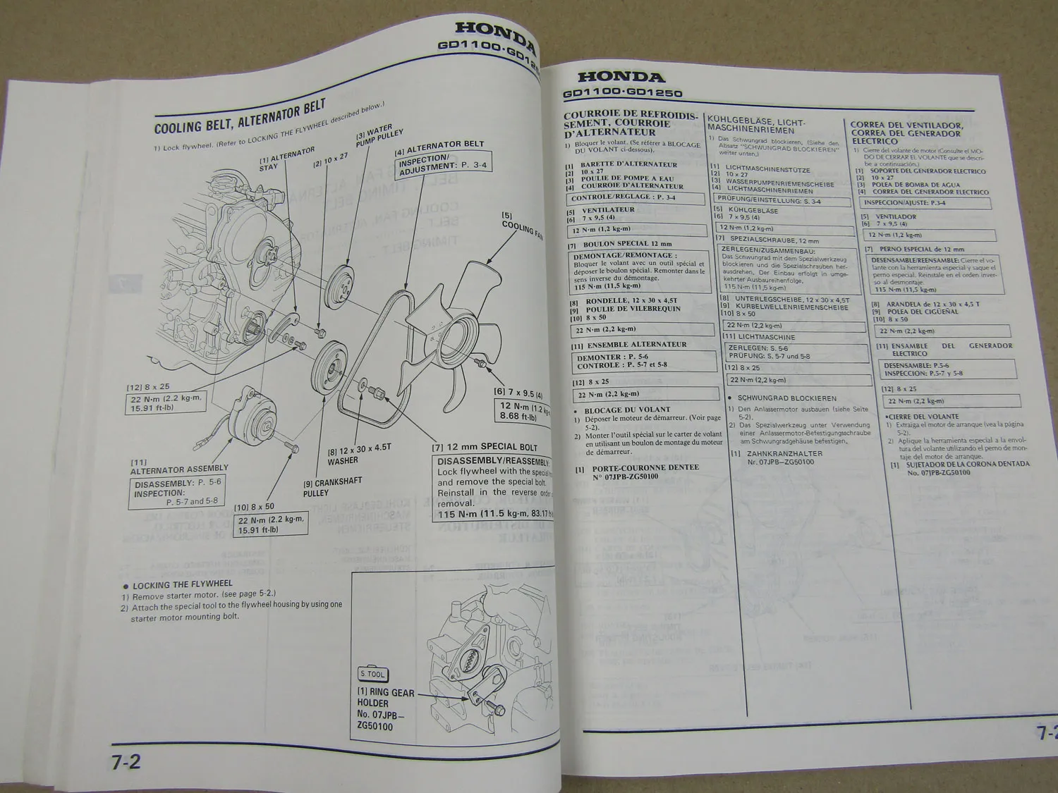 Honda GD1100 GD1250 Diesel Motor Werkstatthandbuch 1989 Reparaturanleitung