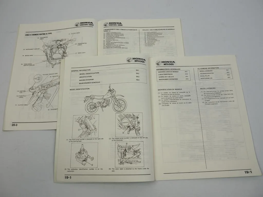 Honda MBX MTX 50S 50SD Werkstatthandbuch 1984 Nachtrag Ergänzung