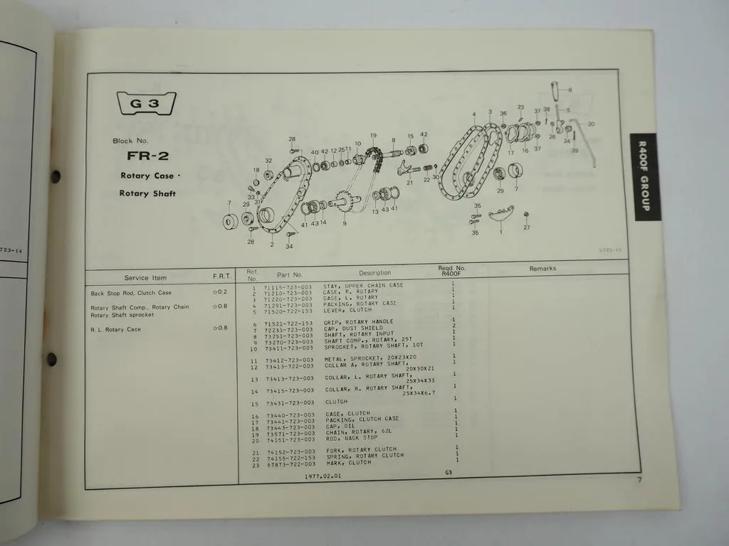 Honda R400F R650F Rotary Ersatzteilliste Parts List 1977