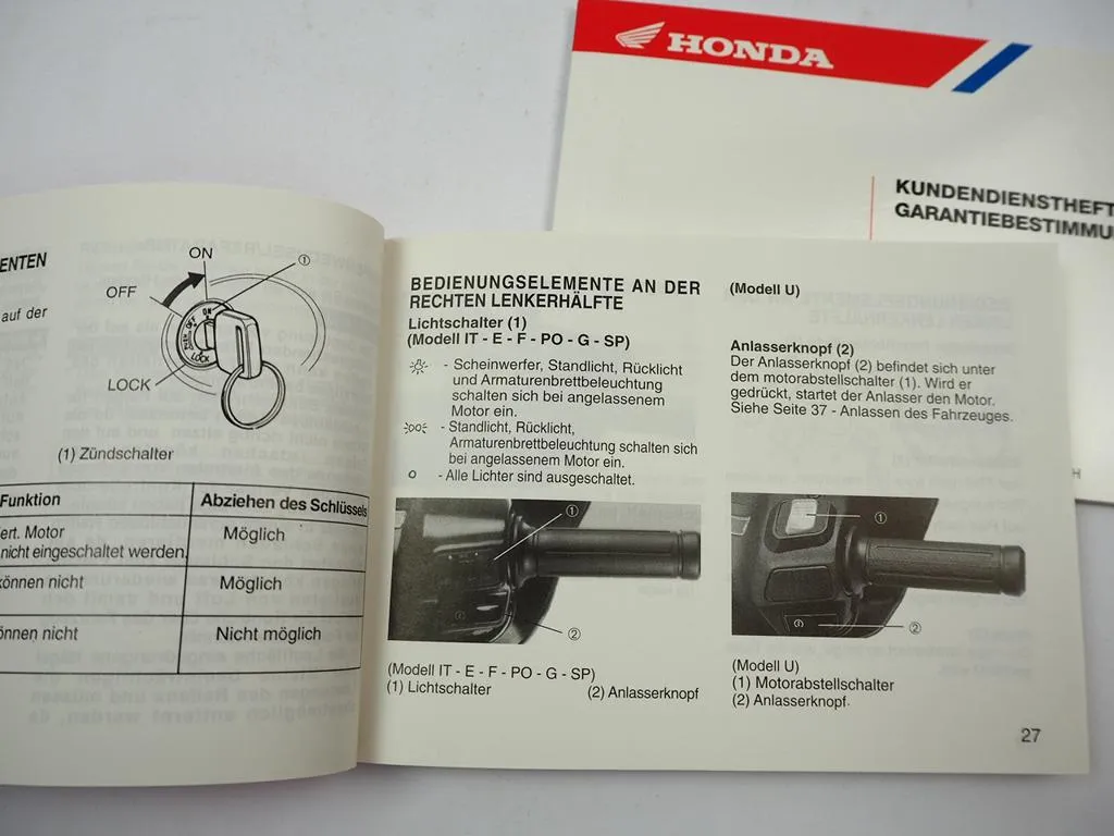 Honda SJ 100 Bali EX Betriebsanleitung Manuel du conducteur Manual do Proprietario