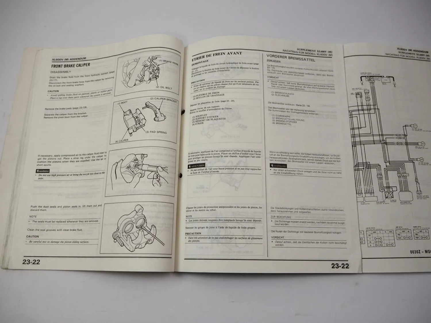 Honda Transalp XL600V M Werkstatthandbuch Reparaturhandbuch Ergänzung 1990
