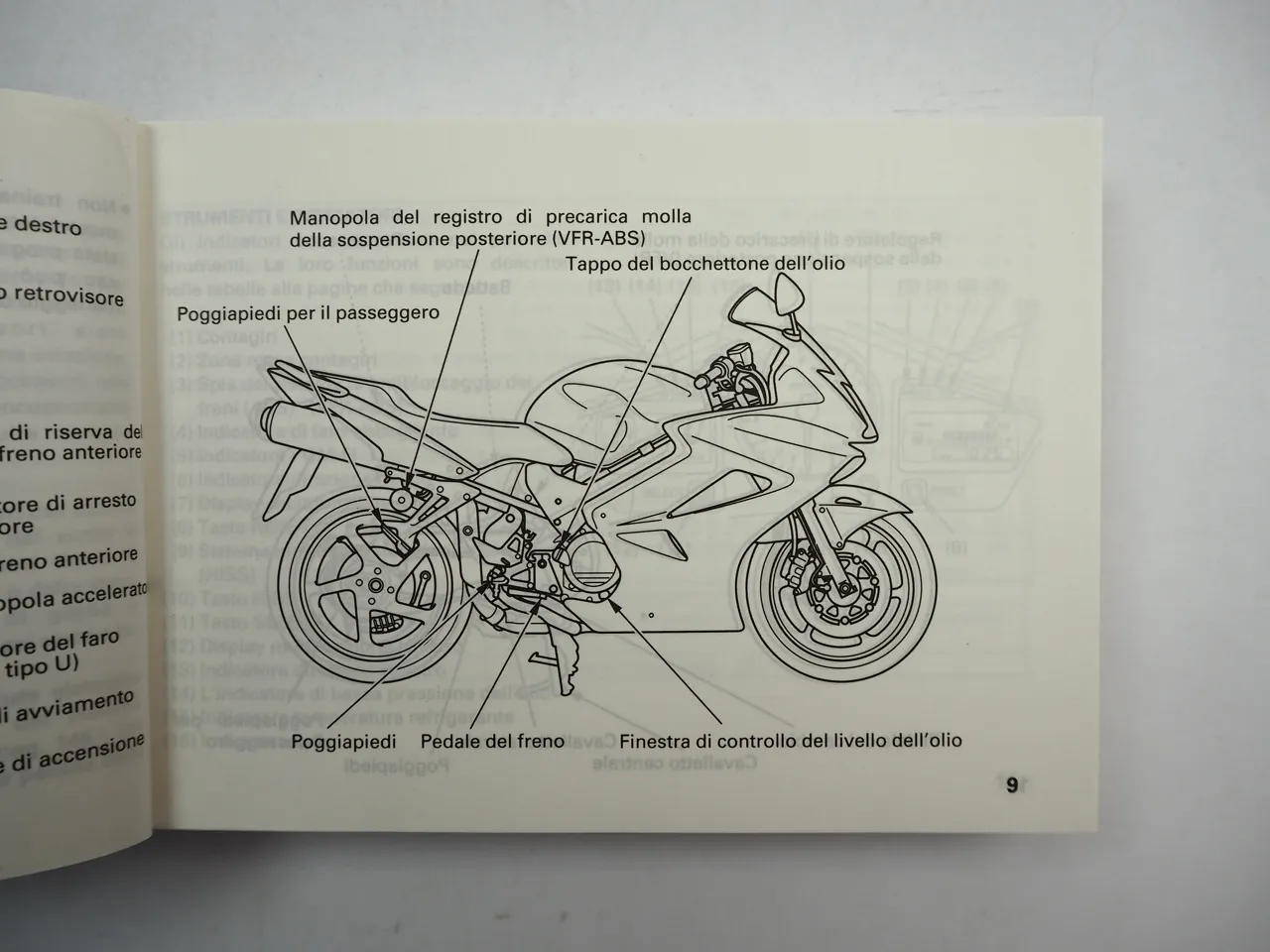 Honda VFR 800 VFR-ABS Uso e Manutenzione Manual Propietario Instruktieboek
